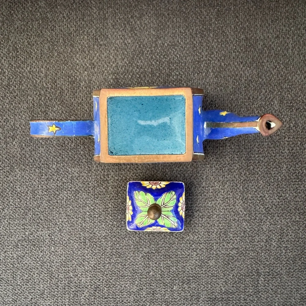 Trade Plus Aid Cloisonne Mini Enamel Metal Teapot Kevin Chen‎ Style Xmas Cats